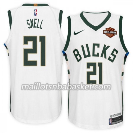 Maillot Homme Milwaukee Bucks Tony Snell 21 Nike 2017-18 Blanc Swingman